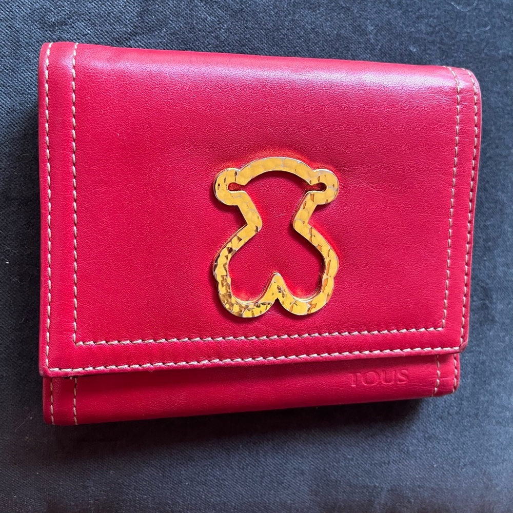 Tous Vintage Red Leather Logo Wallet